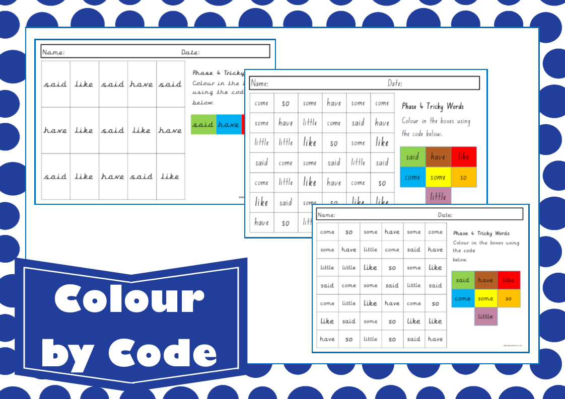 Colour by Code Phase 4 Tricky Words