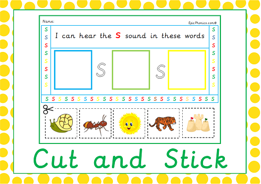 Initial Sounds Cut and Stick Activity- Phase 2 Letters